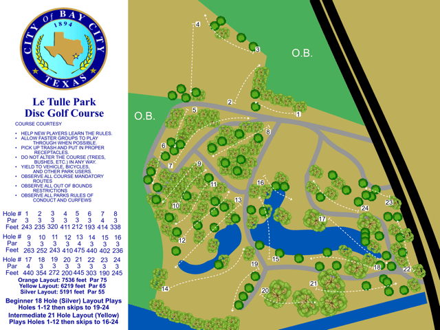 layout map of the disc golf course