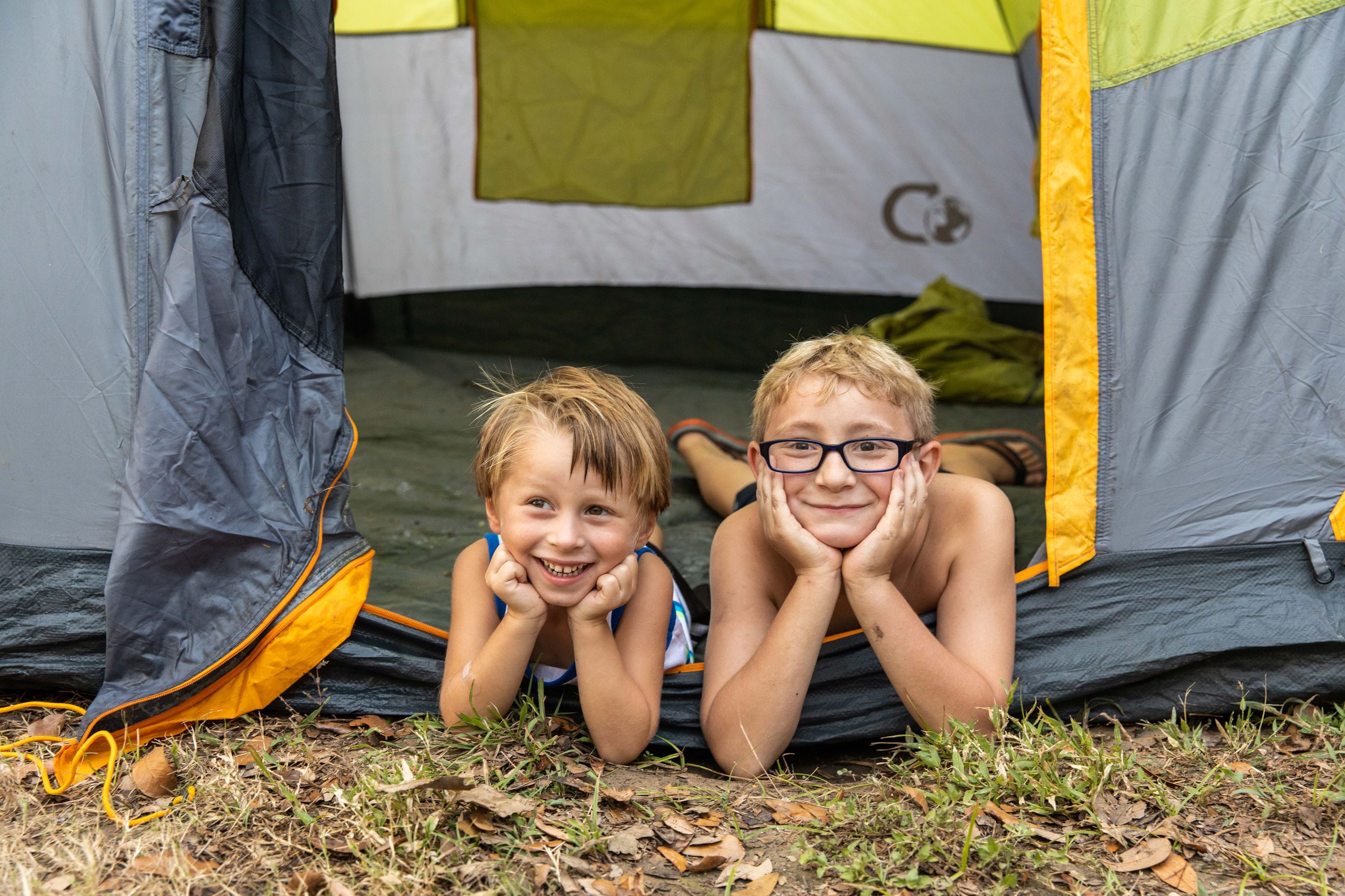 kids in tent