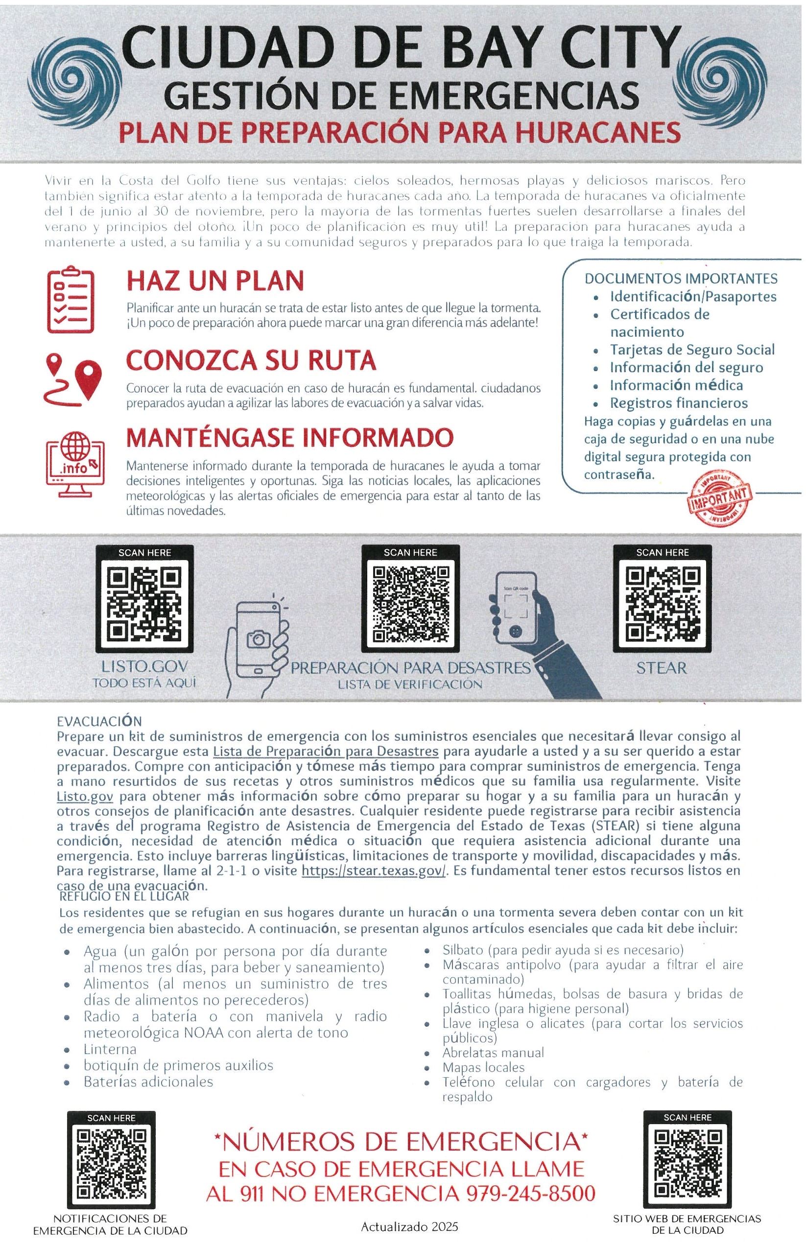 Hurricane Preparedness Plan Spanish