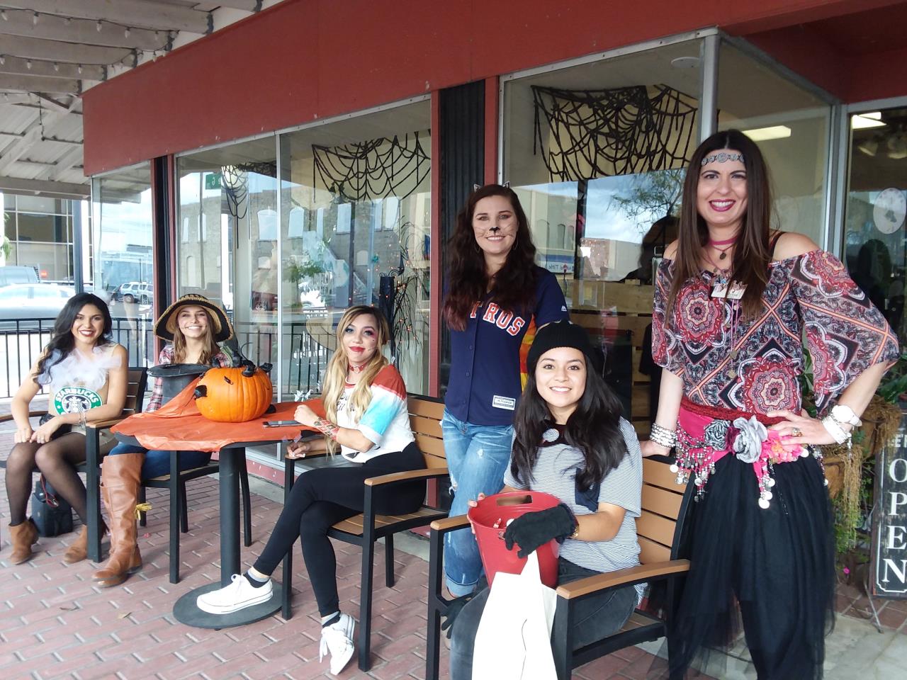 Women Dressed Up for Halloween on Main Street