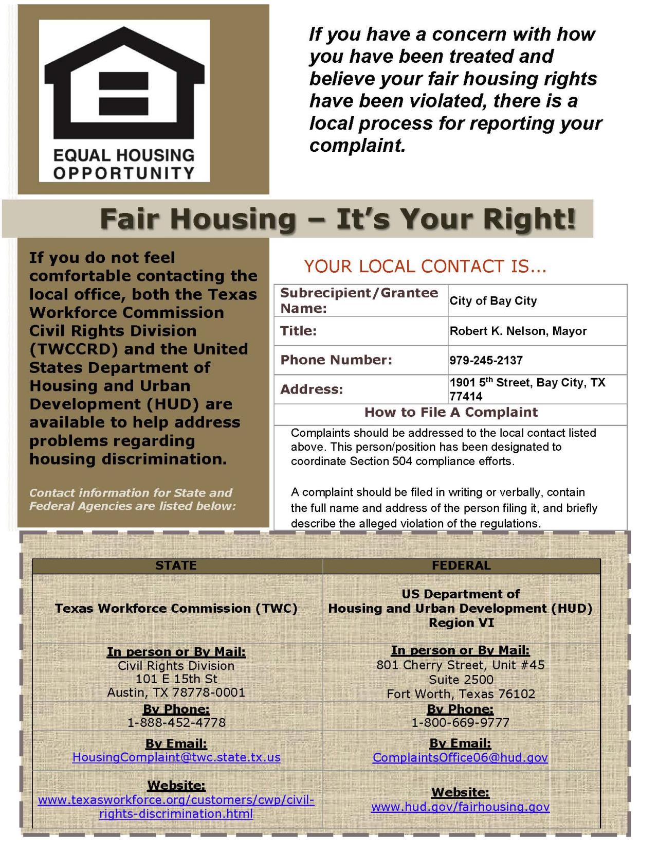 Fair Housing Poster (PDF) Opens in new window